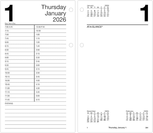 AT-A-GLANCE 2026 Desk Calendar Refill, Daily, 4-1/2" x 8", Large, Loose-Leaf (E2105026)