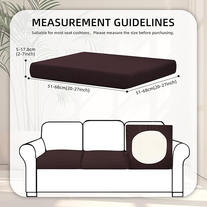 8Pcs Stretch Patio Cushion Covers,Outdoor Couch Covers Replacement,Outdoor Couch & Sofa Slipcovers,for Patio Furniture Cushion Covers,Washable Reusable Furniture Protector (Coffee,Cover Only)