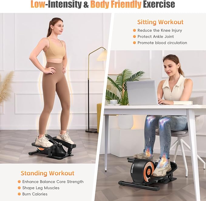 ANCHEER Under Desk Elliptical, Under Desk Bike Pedal Exerciser, Fully Assembled Leg Exerciser 2 in 1 Seated Standing Elliptical, Ultra-Quiet Mini Elliptical Machines for Home Office Use
