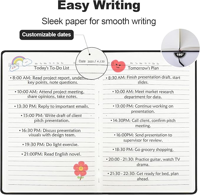 Lined Journal Notebook for Women Men, 5.5"x8.3", 100 GSM Thick Paper, A5 Hardcover Leather Journaling Notebooks for Writing, Travel, Work & School, College Ruled Notebooks for Note Taking Diary (Black)