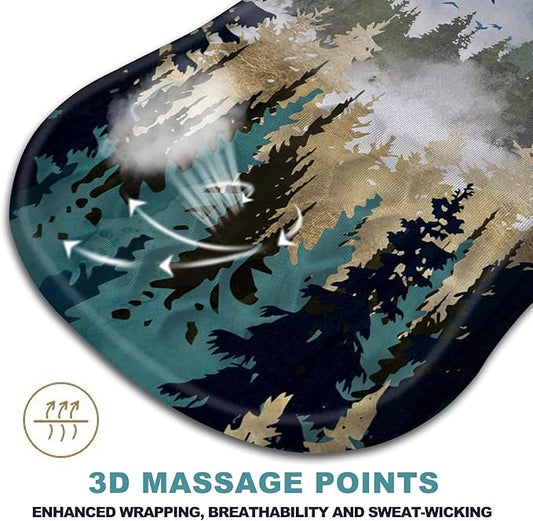 Ergonomic Wrist Rest Mouse Pad, Massage Relief for Carpal Tunnel, Entire Memory Foam Non-Slip, Computer Mouse Pad for Wireless, Forest Sunrise