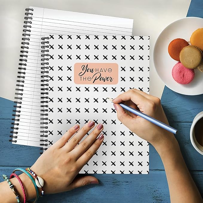 Softcover The Power 8.5" x 11" Motivational Spiral Notebook/Journal, 120 College Ruled Pages, Durable Gloss Laminated Cover, Black Wire-o Spiral. Made in the USA