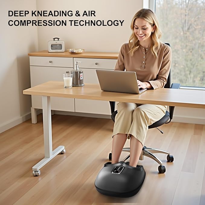 Shiatsu Foot Massager with Heat, Air Compression Kneading Foot Massager Machine for Plantar Comfort Soothe - Washable Cover, Gift for Women Men for Home Office Use