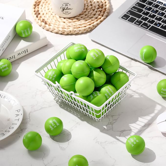 Aoriher 36 Pcs Motivational Stress Balls Colorful Stress Balls Bulk Quotes Inspirational Funny Foam Toys Hand Exercise Gifts for Office Small Toys for Motivating Supply(Light Green)