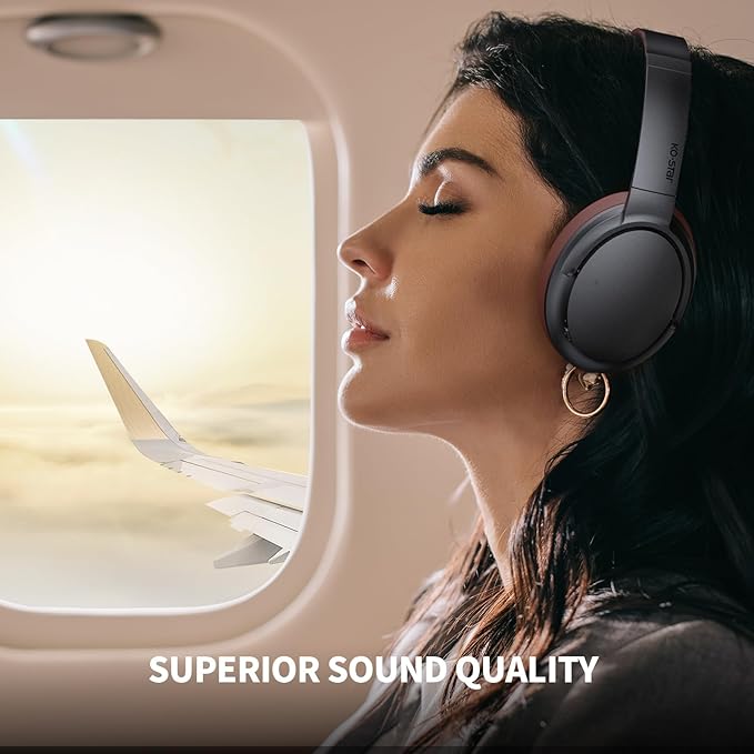 Hybrid ANC Multipoint Over Ear Headphones, Bluetooth Headphones Over The Ear Noise Canceling, Hi-Res Audio Custom with 4 EQ Deep Bass, Memory Foam Ear Cups, Quick Charge 60H HiFi Playtime