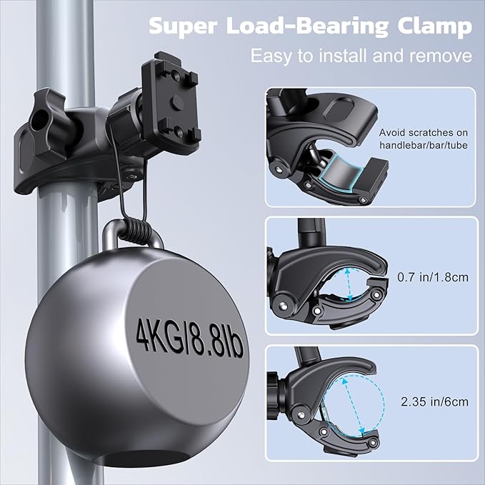 OHLPRO Treadmill Tablet Holder for iPad Mic Stand Mount, Bicycle Handlebar Clamp for Microphone Peloton Exercise Spin Bike Stroller for 5-13” iPad Pro 12.9 Air Mini, Galaxy Tab, iPhone, Fire HD 10