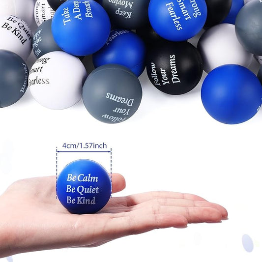 Aoriher 36 Pcs Motivational Stress Balls Colorful Stress Balls Bulk Quotes Inspirational Funny Foam Toys Hand Exercise Gifts for Office Small Toys for Motivating Supply(Elegant Color)