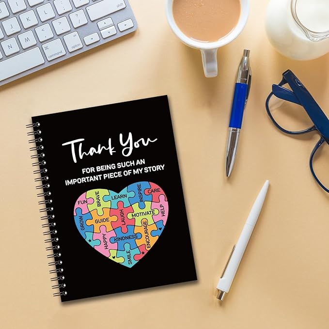 YAZMEEN Thank You Blank Spiral Notebook（160 Pages） Puzzle Hardcover Sketchbook Teacher Appreciation Gift Funny Notebook Birthday Gift for Teacher Family Friend Coworker Boss Mentor Coach Office Work