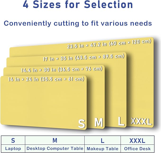 Boutilon Leather Desk Pad Protector,Non-Slip Mouse Pad,Laptop Desk Pad,Office Mouse Mat,Waterproof Leather Desk Blotter,Desk Writing Pad for Office and Home (XXXL-Yellow,47"x 24")