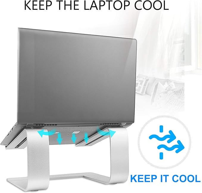 Urmust Laptop Stand for Desk - Aluminum Computer Stand Riser Holder for MacBook Air Pro, Dell, HP, Lenovo, Samsung, Alienware Laptops 11-15.6" (Silver)