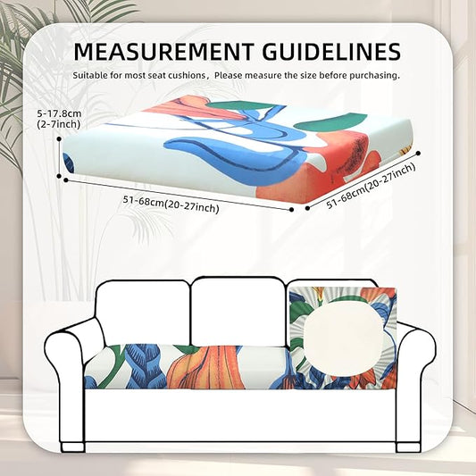 8Pcs Stretch Patio Cushion Covers, Outdoor Couch Covers Replacement,Outdoor Couch & Sofa Slipcovers,for Patio Furniture Cushion Covers,Washable Reusable Furniture Protector (Print,Cover Only)