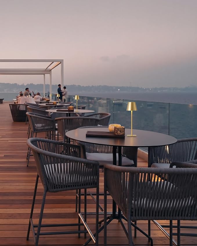 KDG 2 Pack Cordless Table Lamp, Portable LED Desk Lamps, 5000mAh Battery Operated, 3 Color Stepless Dimming Up, for Restaurant, Bedroom, Outdoor Camping, Coffee Shop, Night Light, Rechargeable (Gold)