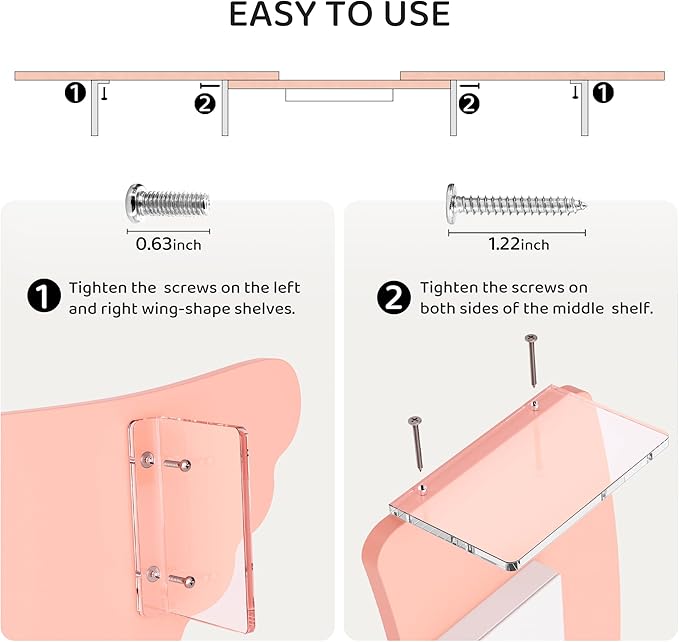 Dual Monitor Stand Riser,Wing-Shaped Sturdy Desktop Computer Wood Stand for 2 Monitors Cute Monitor Riser for Laptop, PC, Computer,Pink