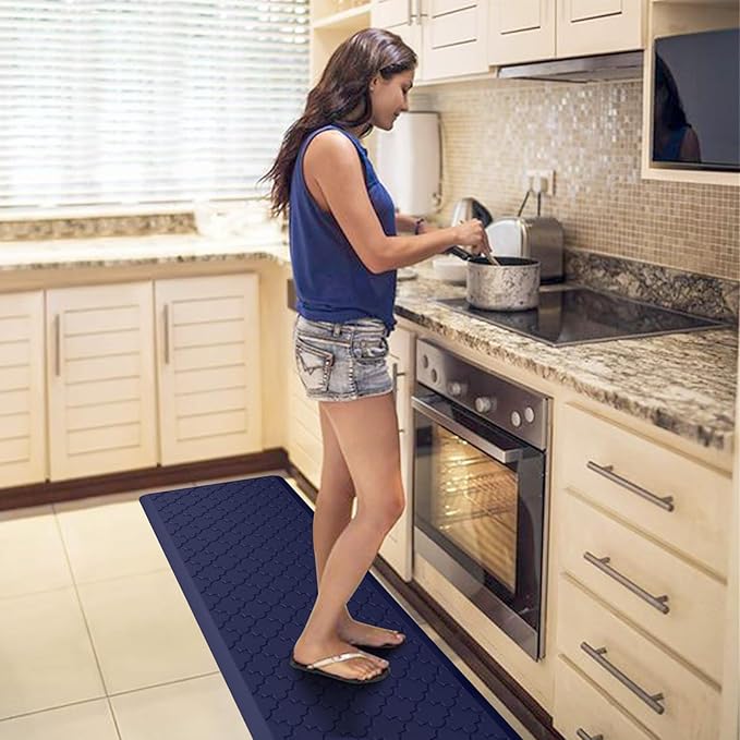 WISELIFE Kitchen Mat Cushioned Anti Fatigue Floor Mat,Thick Non Slip Waterproof Kitchen Rugs and Mats,Heavy Duty Foam Standing Mat for Kitchen,Floor,Office,Desk,Sink(Blue)