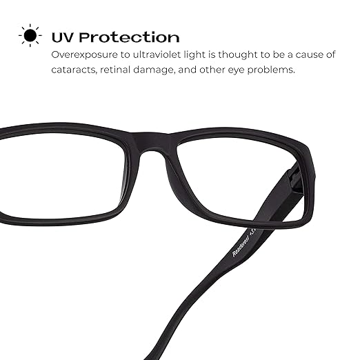 Readerest 0.75 Blue Light Reading Glasses - Lightweight Computer Glasses - Eye Strain, UV Glare Protection (Black)