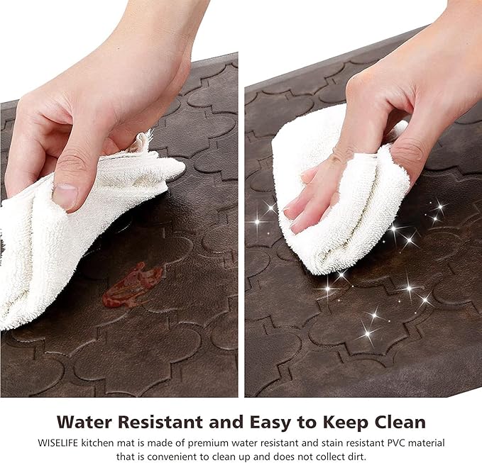 WISELIFE Kitchen Mat Cushioned Anti Fatigue Floor Mat,20"x39", Thick Non Slip Waterproof Kitchen Rugs and Mats,Heavy Duty Foam Standing Mat for Kitchen,Floor,Home,Desk,Sink, Brown