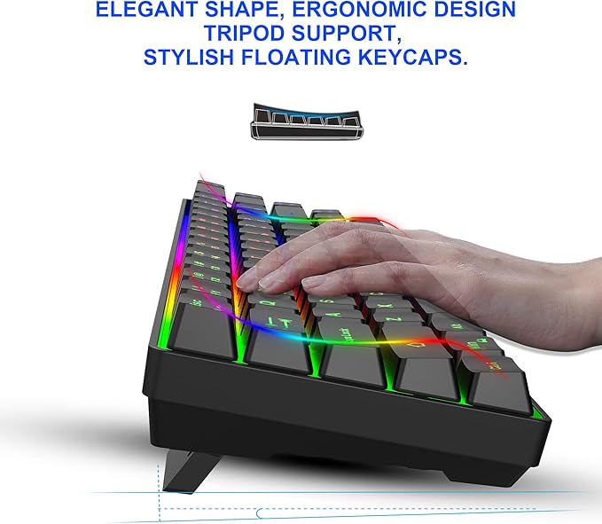 Snpurdiri 60% Wireless Gaming Keyboard and Mouse Combo,LED Backlit Rechargeable 2000mAh Battery,Small Membrane But Mechanical Feel Keyboard + Popular RGB Mice for Gaming,Business Office