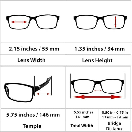 TruVision Readers - 9601 Computer Reading Glasses w Blue Light, Anti Reflective, Acrylic Lenses