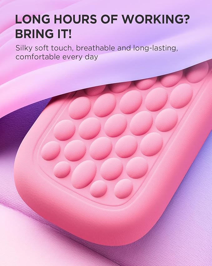 Lekvey Ergonomic Gaming Wrist Rest for Computer Keyboard & Mouse - Premium Silky Memory Foam Wrist Pad with Massage Points, Pain Relief & Comfort Wrist Support for Typing, PC, Game (Pink/Purple)