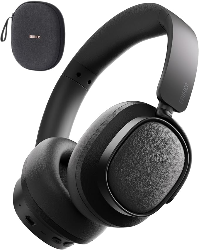 Edifier ES850NB Active Noise Cancelling Headphones, Over Ear Bluetooth Headset, 92H Playtime Wired & Wireless Hi-Res Audio Certified, Fast Charging Clear Calls for Home Office Travel (Black)