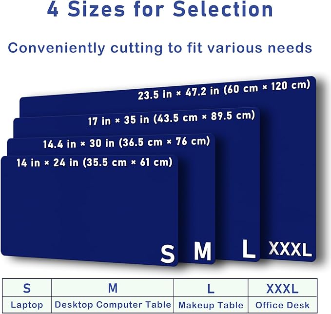 Boutilon Leather Desk Pad Protector,Non-Slip Mouse Pad,Laptop Desk Pad,Office Mouse Mat,Waterproof Leather Desk Blotter,Desk Writing Pad for Office and Home (M-Navy,30"x14")