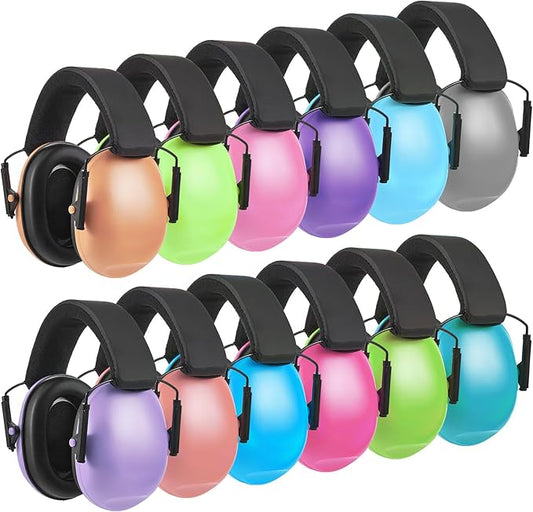 Amylove 12 Pcs Kids Ear Protection Noise Cancelling Headphones Ear Muffs Bulk 27db Adult Noise Reduction Hearing Earmuff(Universal Fit (kids & Adults),Classic Style,Macaron Color)