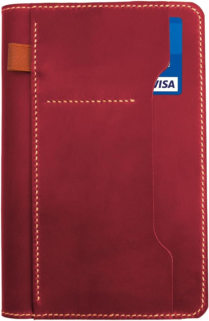 Genuine Leather Notebook Notepad Cover for TOPS The Legal Pad Writing Pads Docket 5" x 8" Cover, retro real leather portfolio folder cover organizer (Red)