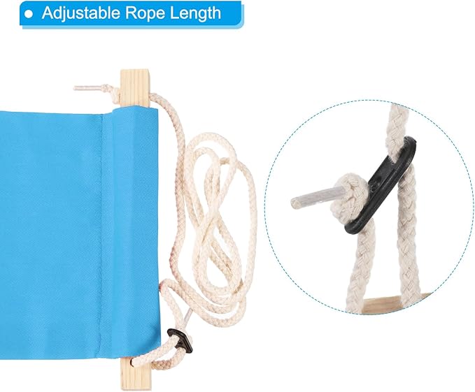 PATIKIL Foot Hammock Under Desk, Adjustable Foot Rest Sling with Hooks Portable Desk Footrest for Airplane Travel Home Office, Blue Style 1