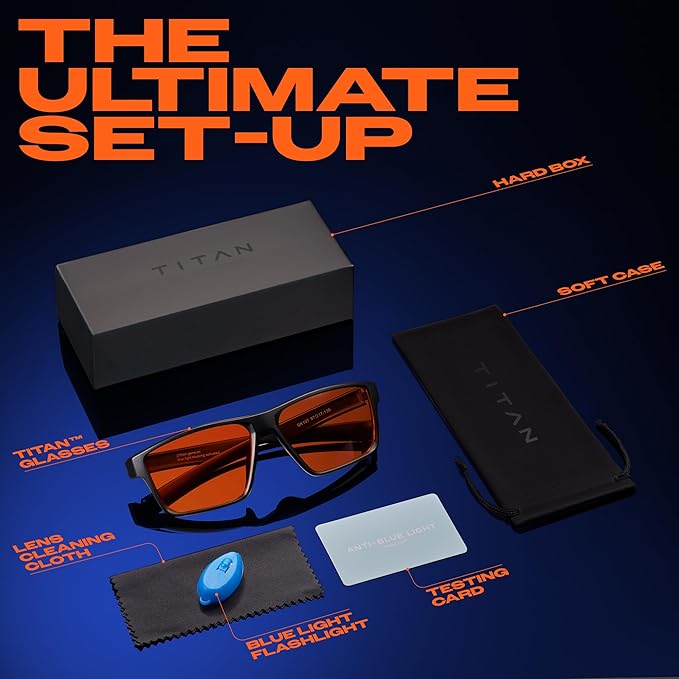 Titan Gaming Glasses, Anti Blue Light Glasses Men, UV400 Protection Blue Light Blocking Glasses for Computer Eye Strain