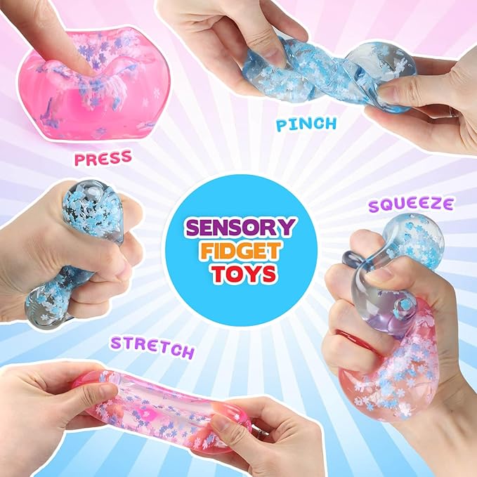 Ice Cube Fidget Toy for All Ages: 3 Pcs Sensory Squishy Fidget Toys, Square Stress Balls, Classroom Prizes, Anxiety Relief Stress Cube Gift for Kids Teens Adults