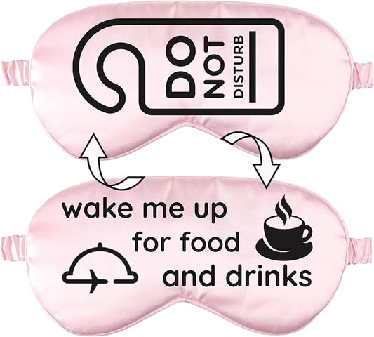VITYA Pink Do Not Disturb/Wake Me Up Double-Sided Silk Sleep Mask for Women/Men | Sleep Mask Light Blocking | Soft Breathable Sleep Eye Mask for Traveling on Airplane | Eye Mask with Elastic Strap