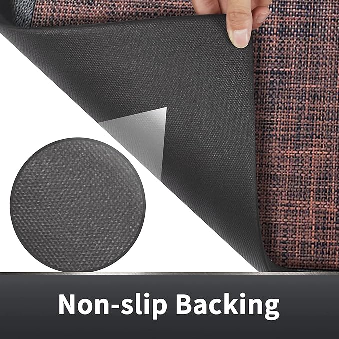 J&V TEXTILES Hillside Oversized Oil- and Stain-Resistant Anti-Fatigue Kitchen Mat (Single Burgundy)