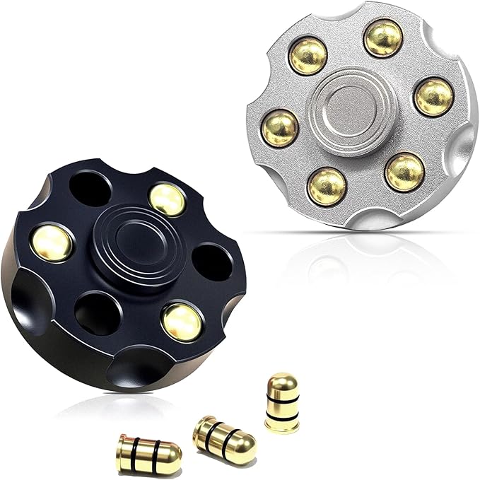 2 Pcs Alloy Metal Fidget Spinners,High-Speed Bearing & Weight Adjustable,Stress Relief Fidget Toys Adults (Black+Silver)