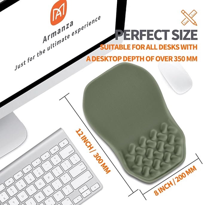 Ergonomic Slope Mouse Pad Wrist Support, Wrist Rest Mousepad for Carpal Tunnel Pain Relief with Massage Bulge and Slow Rebound Memory Foam (12x8 inch, Olive Green)