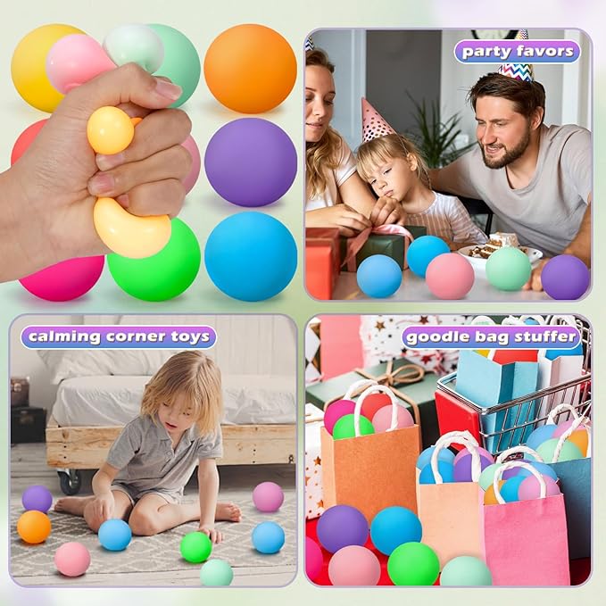 36Pcs Stress Balls Set for Adults and Kids - Squishy Ball Sensory Fidget Toys for Anxiety Relief - Squeeze Ball Party Favors Bulk Pack - Classroom Prize - Birthday