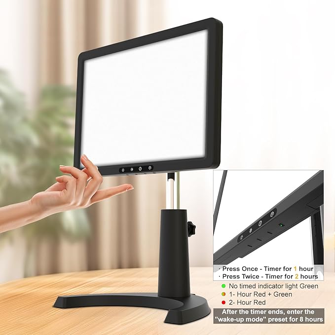 Light Therapy Lamp, 12000 Lux Full Spectum LED Sun Therapy Light with 6 Modes, 3 in 1 Mount, Adjustable Brightness/Timer/Memory