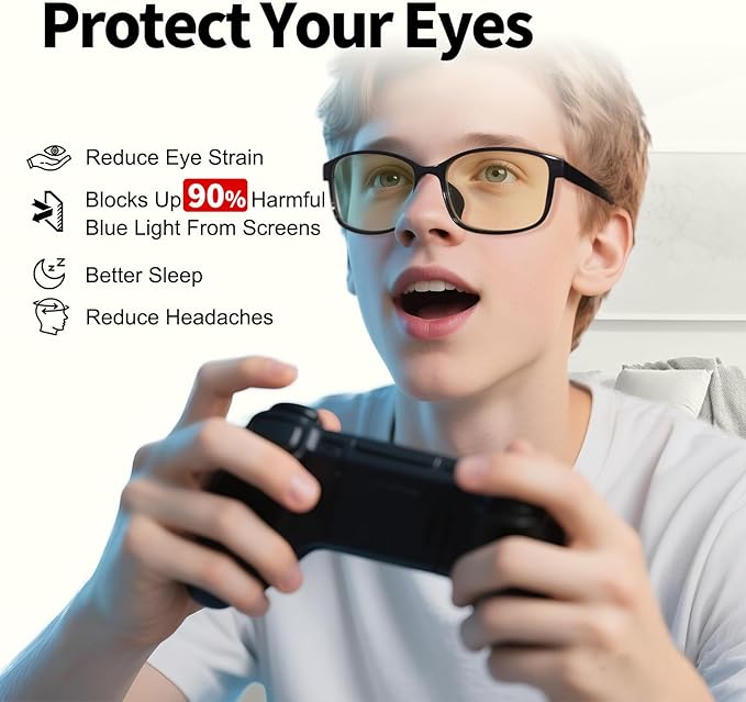 Blue Light Blocking Glasses, HD Vision Blue Light Filter Glasses, Anti Eye Fatigue for Gamers and Office Workers, Experience Comfort for Computers, Smartphones, and TVs