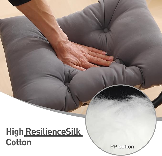 LITA Folding Upholstered Footrest Stool with Straight & Square Shape, Dark Grey