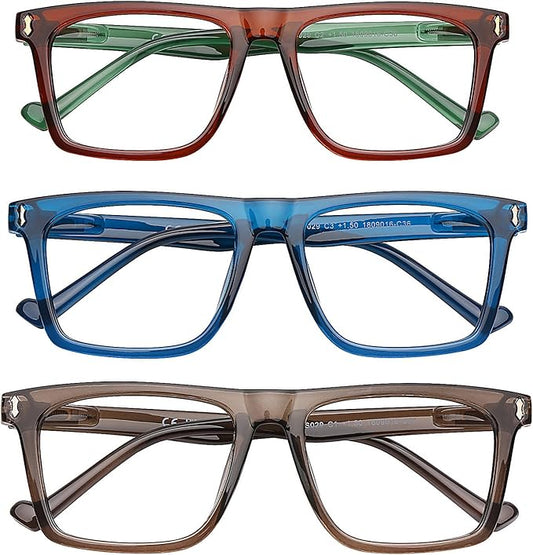 AQWANO 4 Pack Computer Reading Glasses Blue Light Filter Readers Glare Glasses for Men Women