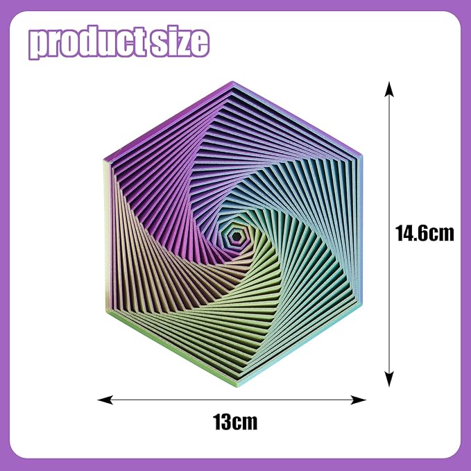 Fractal Fidget Hexagon, 3D Printed Hexagonal Toys,Hexagon Fidget Toy，Infinity Cube Fidget Toy 3D Printed Anxiety Toys for Stress Relief and Desk Fidgeting(5.75in)-(A+B+C)