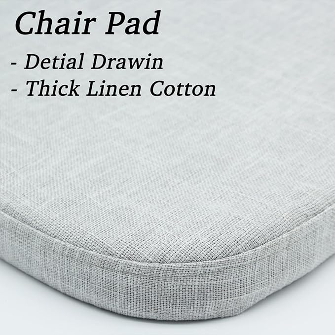 4 Pack Dining Room Chair Cushions with Ties - Memory Foam No Slip Seat Cushion and Kitchen Chair Pad with Machine Washable Cover [16.5 X 16.2 Inches] -(Light Gray,4)