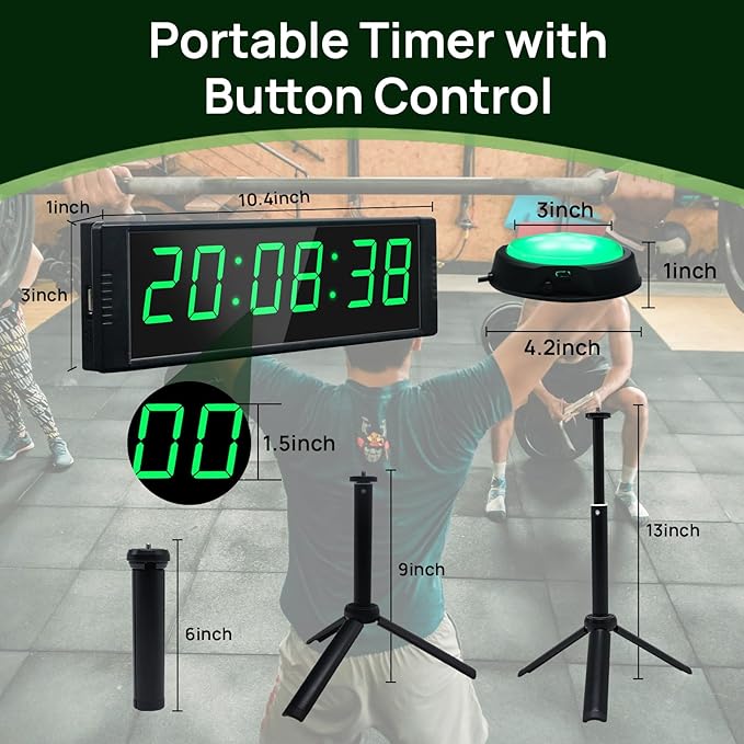 YZ Gym Timer Clock for Home Gym, Fitness Timer with Stopwatch Button, Large Digital Stopwatch Countdown Clock, 12/24H Digital Wall Clock, with Stand