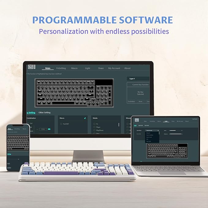 EPOMAKER Cypher 96 Wireless Gaming Keyboard with 8000mAh Battery, Hot Swappable Creamy Keyboard with Numpad and Calculator, RGB Backlit, NKRO for Games/Office (Wisteria Linear Switch)