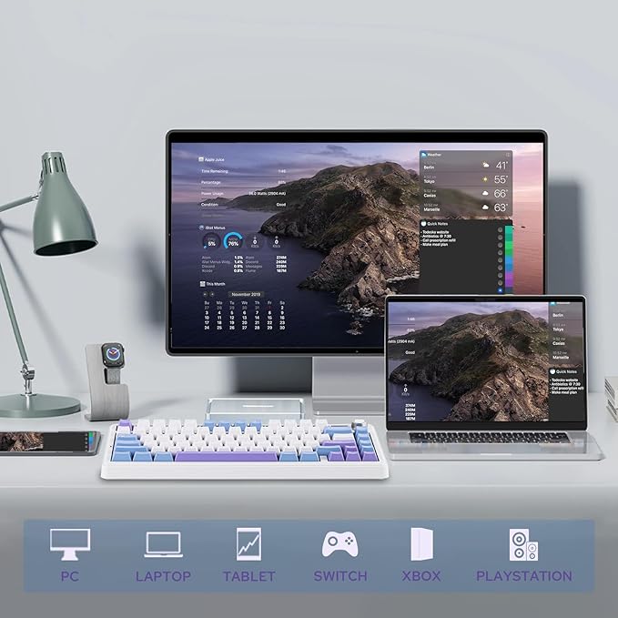 EPOMAKER X Aula F75 MAX Wireless Mechanical Keyboard with TFT Screen and Knob, Gasket Gaming Keyboard in 75% Layout, Hot Swappable, RGB Backlight, for PC/Mac/Linux (Blue&White&Purple)