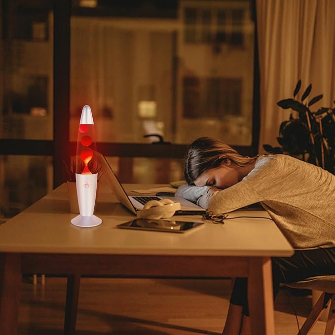 Red Liquid Motion Lamp with Sliver Base and Cap for Adults Kids Magma Lamp Perfect Present Mood Night Light Decoration for Living Room Bedroom or Party Christmas Thanksgiving Day