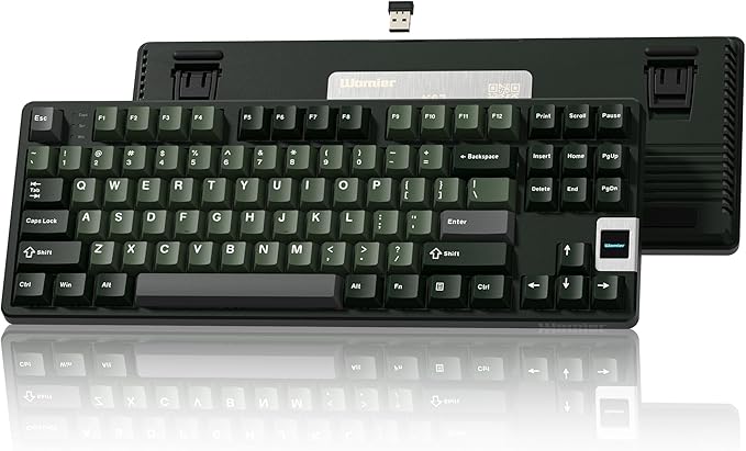 QK87 75% Keyboard with Multimedia Screen, QMK/VIA Wireless Gaming Keyboard, Creamy Mechanical Key Board,3-Mode RGB Custom Gasket Hot Swappable for Windows&Mac, POM Linear Switch-Gray Green