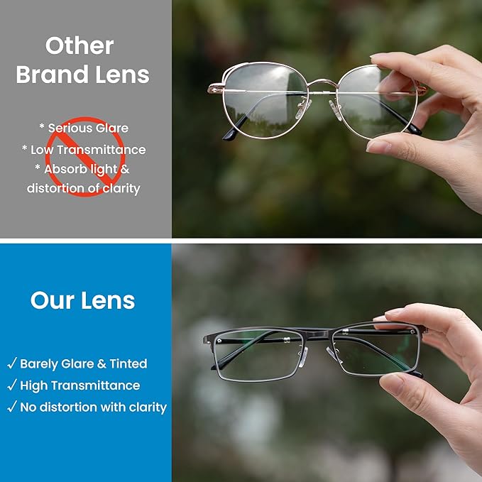 GUDVUE Blue Light Glasses for Men Rectangle Computer Glasses Gaming Eyeglasses, Gunmetal