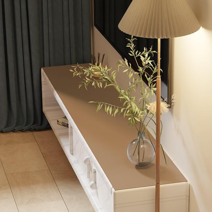 Leather Desk Mat,1.8mm Thick,16x60 Inch Desk Cover,Desk Protector Mat,Dresser Cover Top,Leather Table Cover,Side Table Cover,Office Desk Cover,Office Table Cover(Khaki+Silvery,16x60)