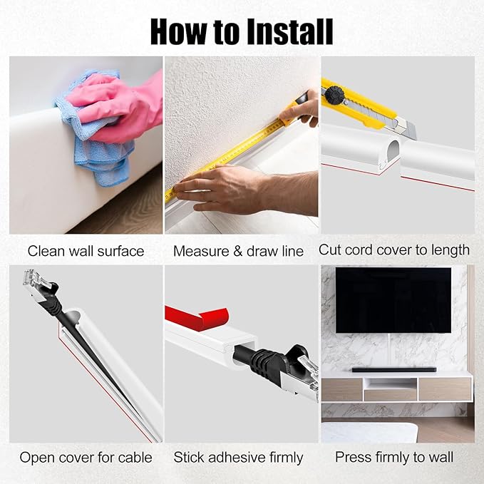 Self-Adhesive Cable Hider, Flexible Wire Cover Cable Raceway for Wires, Wall Mount TV, Home Audio, Network, Power, and Phone Line Managemen (Light Brown, 118inch)