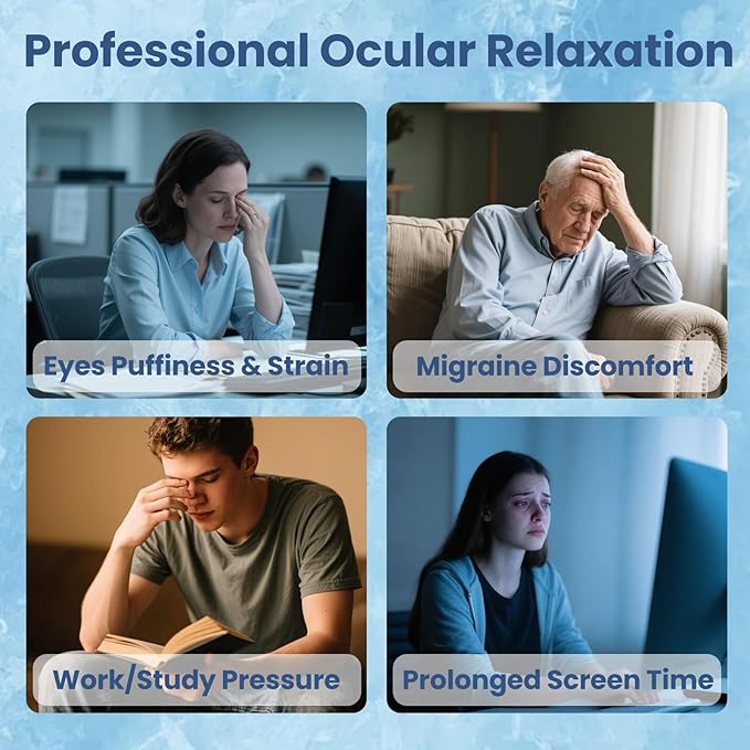 Eye Massager with Heat and Cooling, Rapid Cooling Eye Massager for Puffy Eyes, Heated Eye Masks for Dry Eyes, Bluetooth Eye Mask for Sleeping, Birthday Gifts for Women/Men